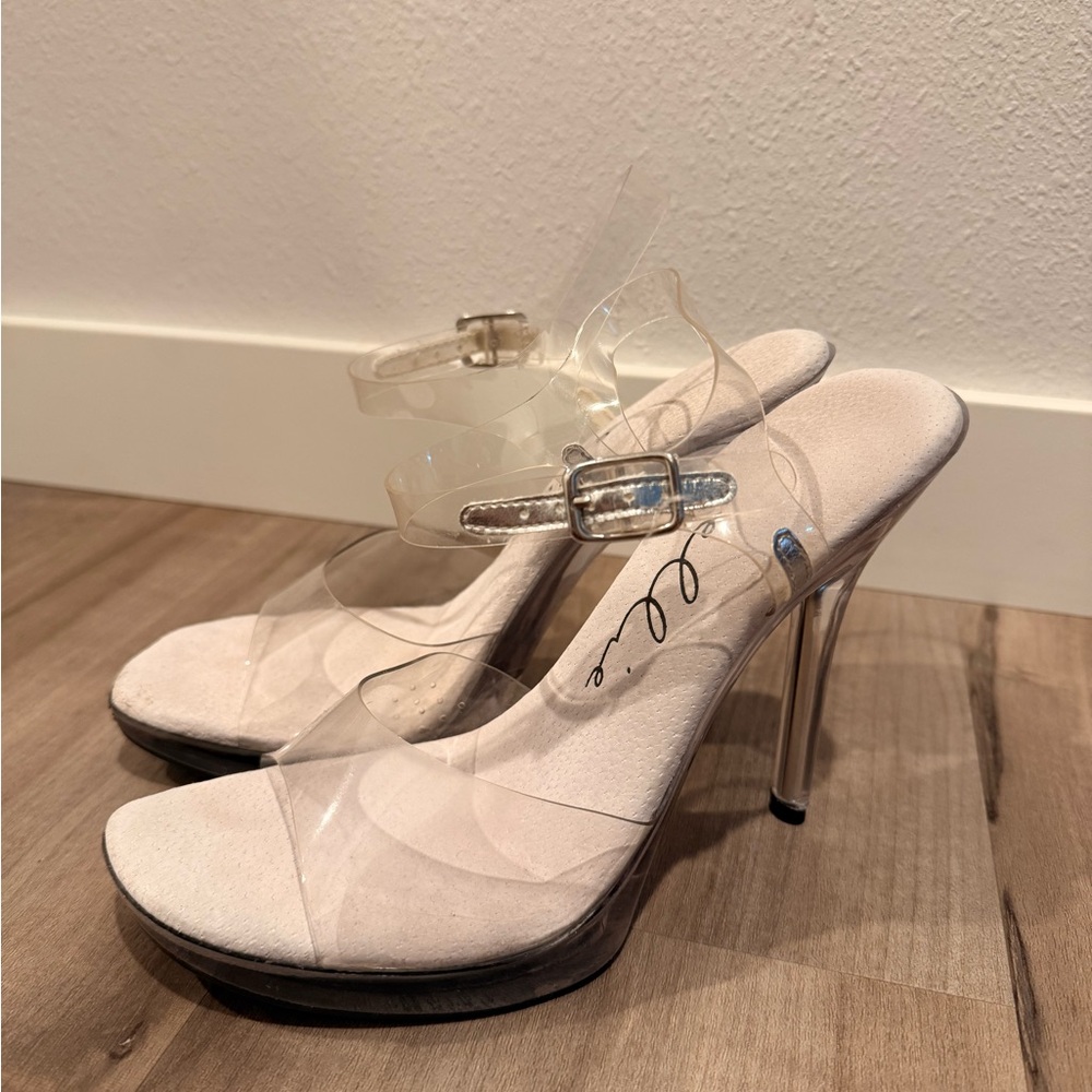 Ellie Clear Strap Heels with Silver Buckle